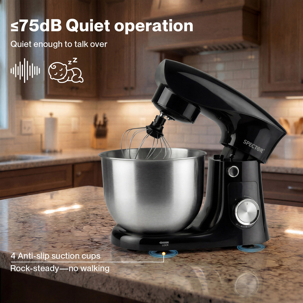 Spector MIX1003-BK-5L-UK 5L and 4.5L Mixing Bowl Electric Stand Mixer 1500W Image 5
