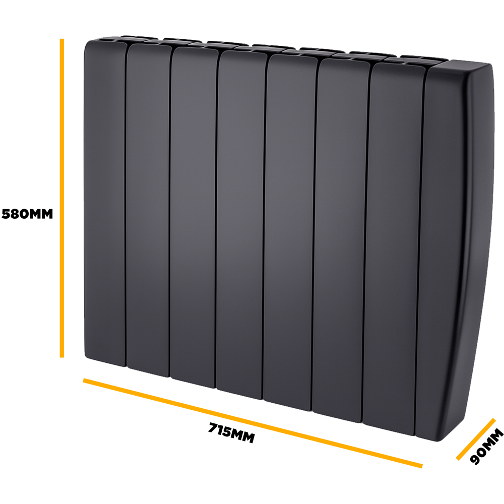 TCP Smart Black Ceramic Wall-Mounted Electric Panel Radiator 2000W Image 7