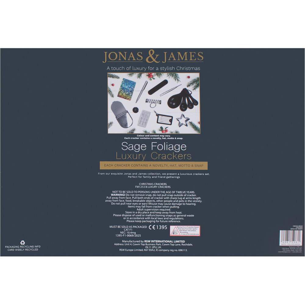 Pack of 8 Foliage Deluxe Crackers - Sage Image 2