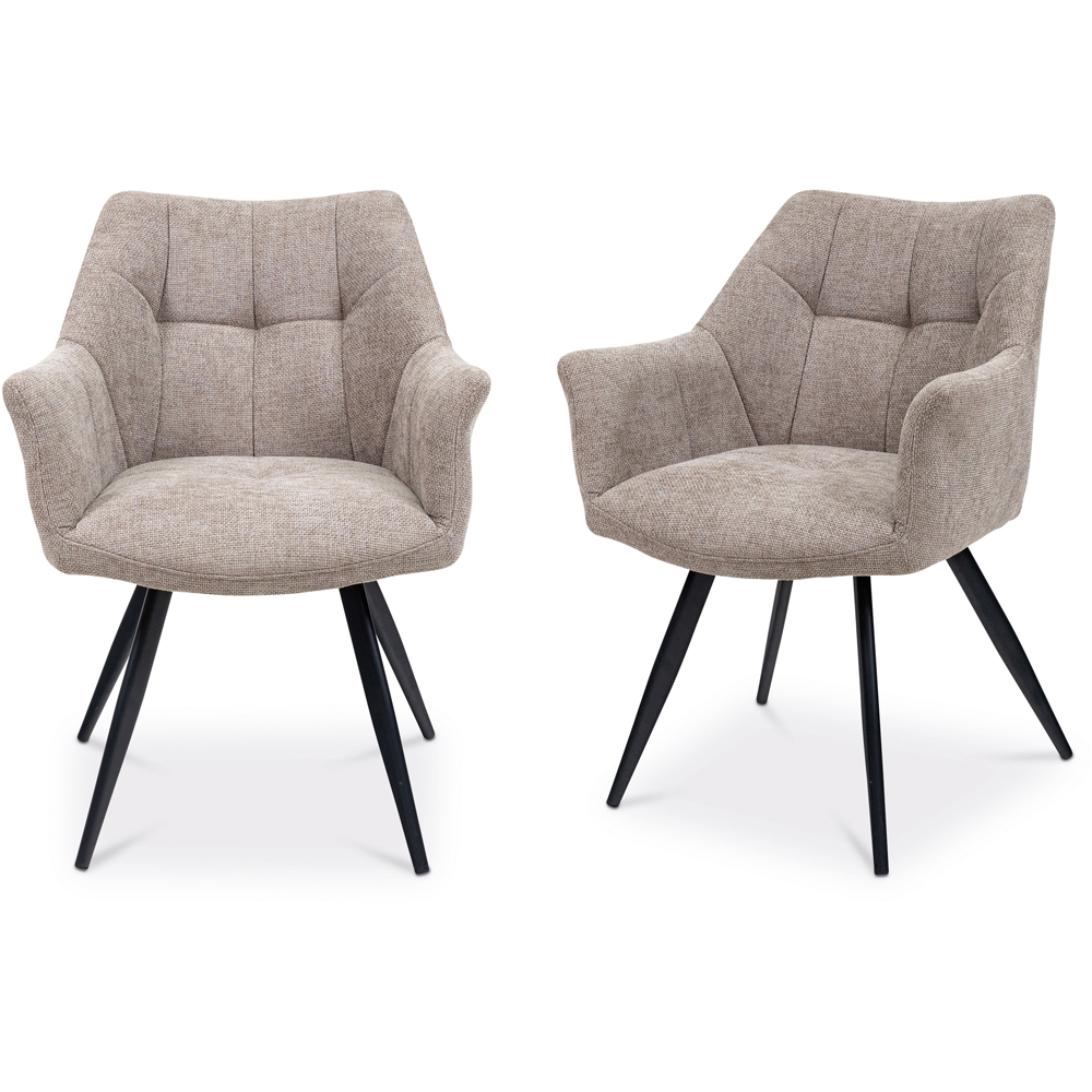 WF Poppy Taupe Fabric Dining Chairs with Black Legs Set of 2 Image 3