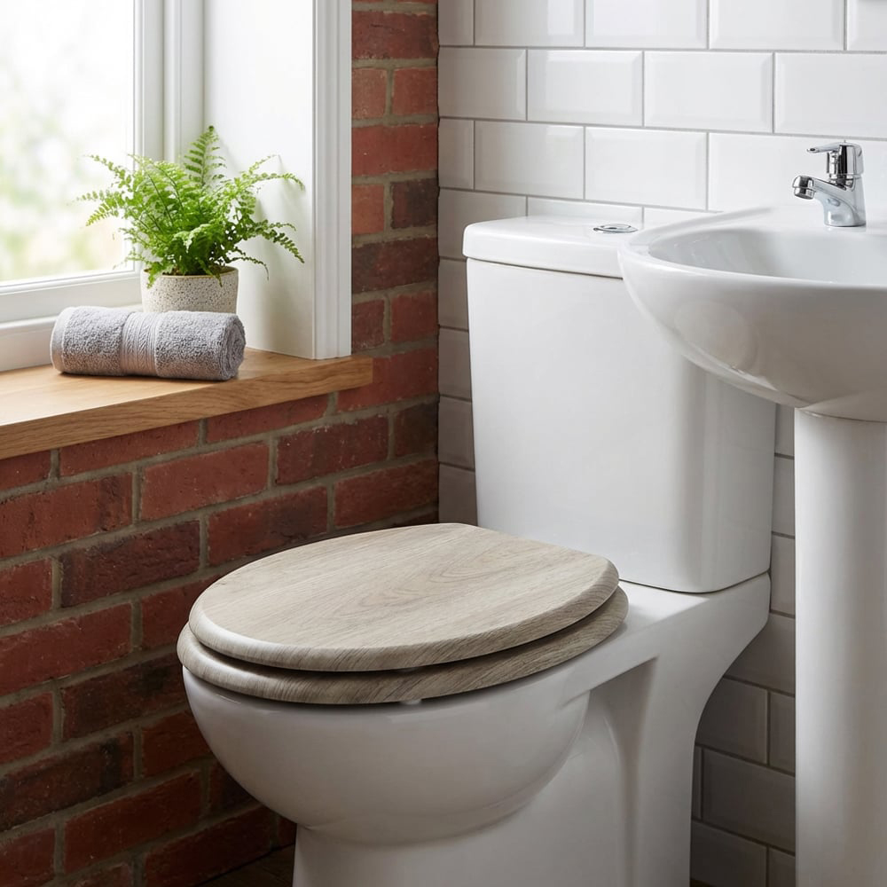 Toronto Oak Effect Toilet Seat Image 3