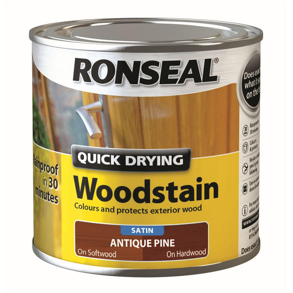 Ronseal Quick Drying Antique Pine Satin Woodstain 250ml Image 2