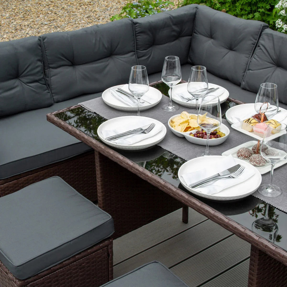 Jardi Brown Rattan 9 Seater Garden Corner Lounge Set with Storage Box 582L Image 4