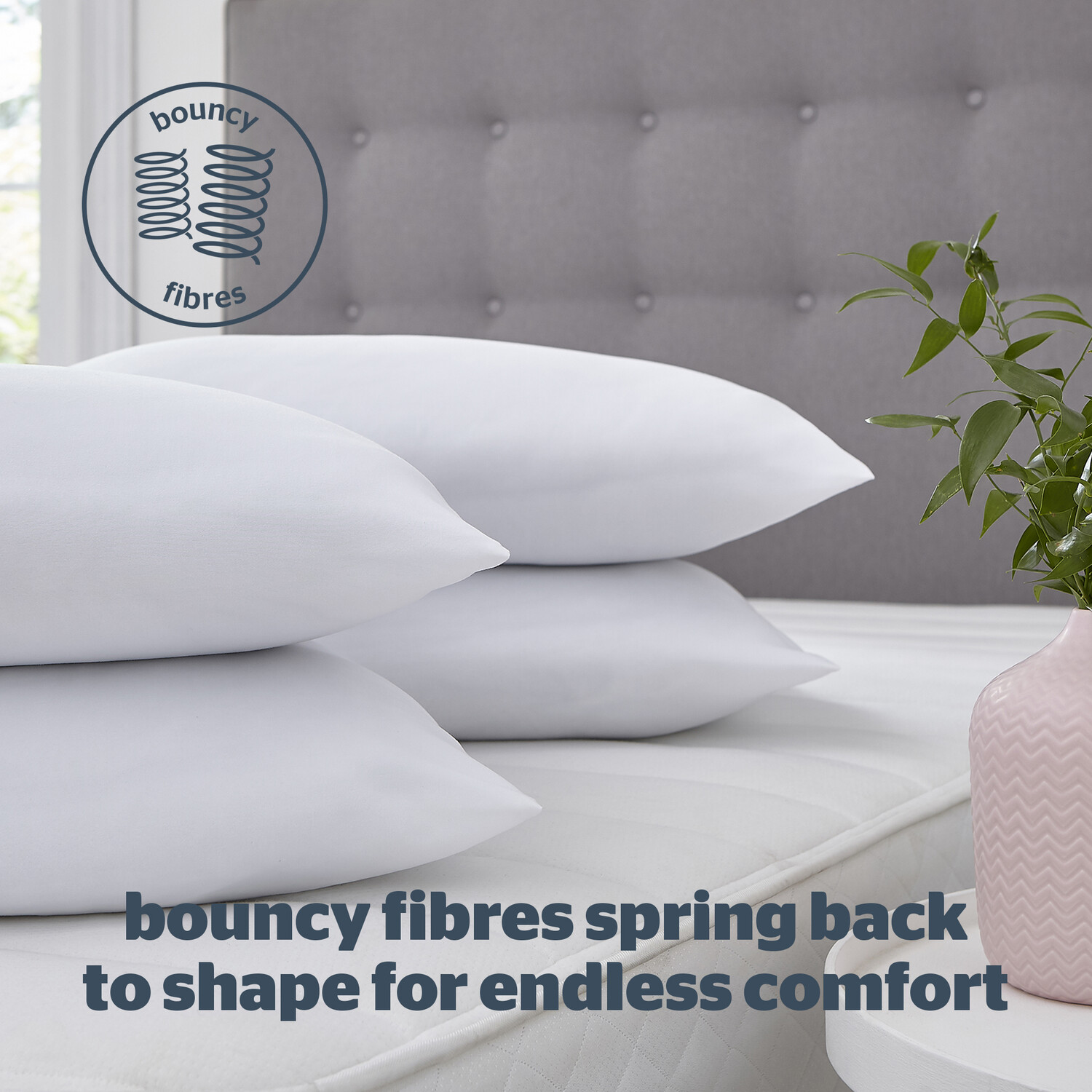 Silentnight White Bounceback Pillows 4 Pack Image 2