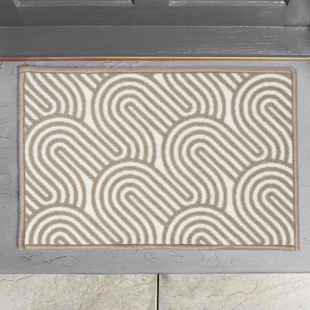 Washable Geometric Doormat - Grey or Brown Image 2