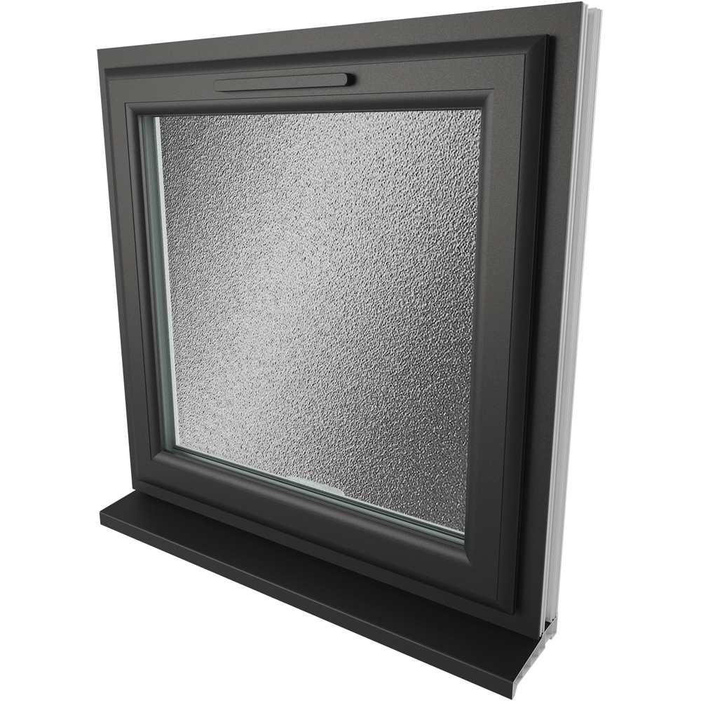 Crystal Black and White Top Hung Opener Obscure Double Glazed Window 610 x 610mm Image 4