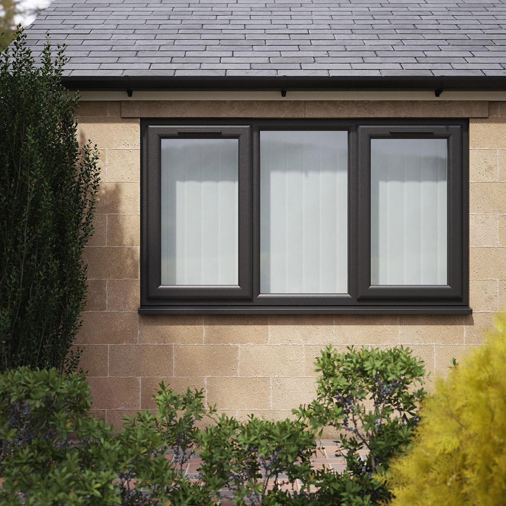 Crystal Black and White LH and RH Side Hung Fixed Centre Clear Triple Glazed Window 1770 x 1115mm Image 5