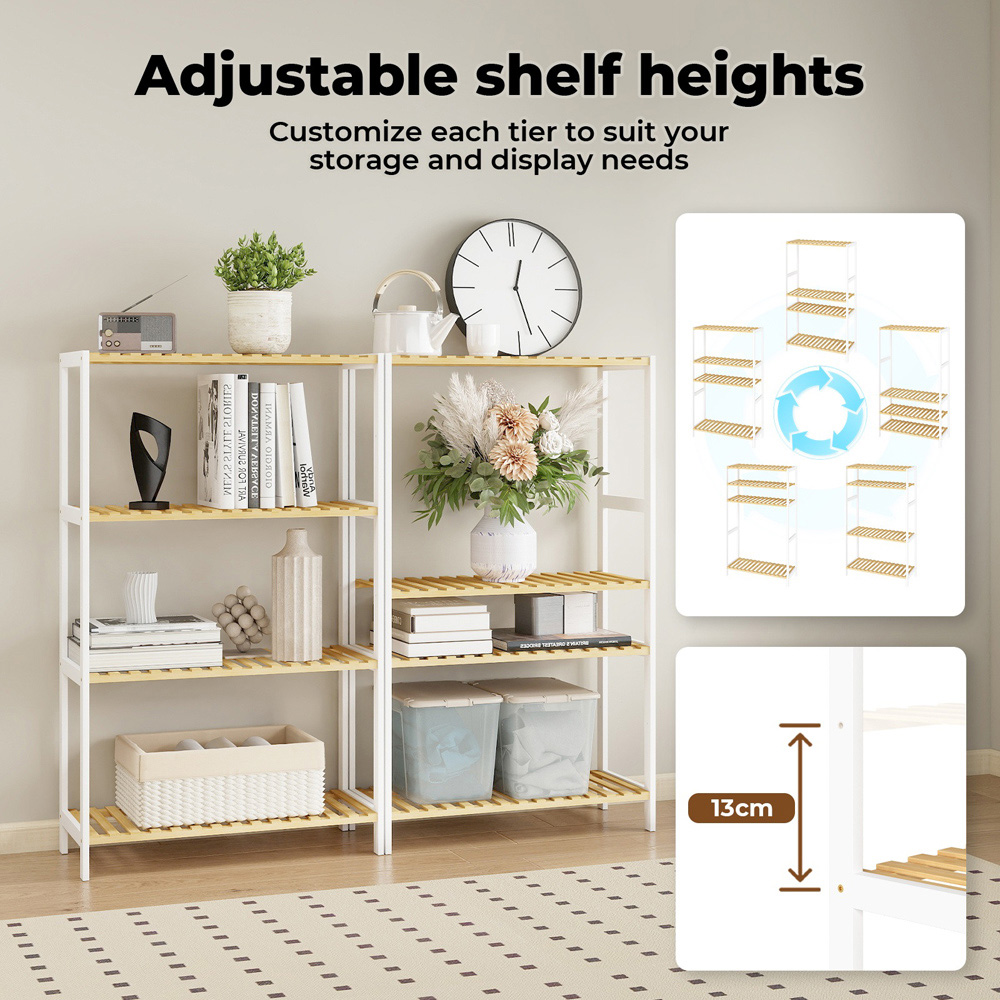Levede 4-Tier Bamboo and Steel Shoe Rack Stand Image 7