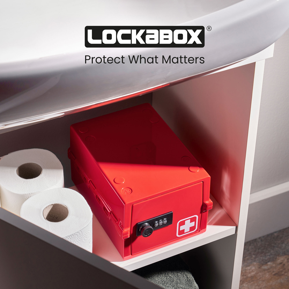 Lockabox 3L Medi Red Lockable Mini Storage Box Image 9