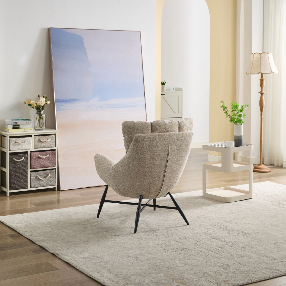 Milltown Beige Textured Fabric High Back Accent Chair Image 4