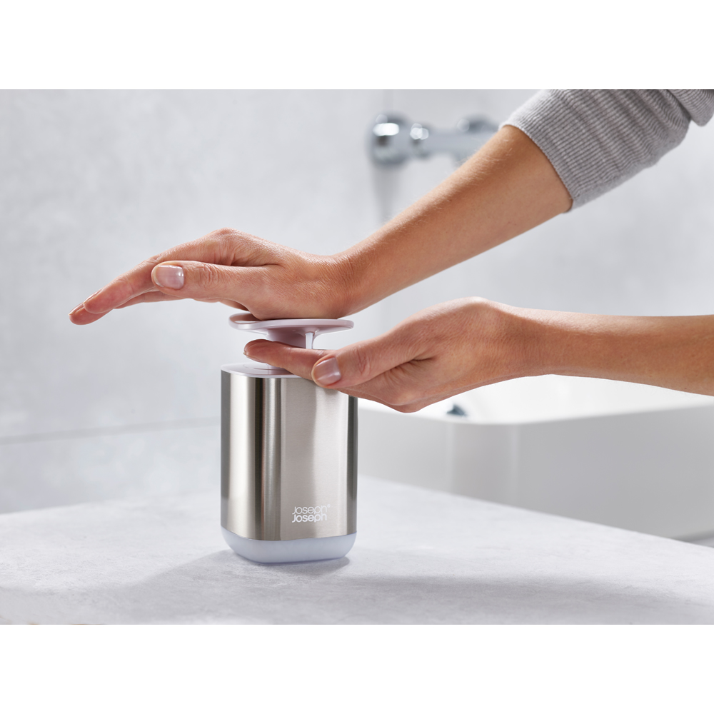 Joseph Joseph Presto White Stainless Steel Hygienic Soap Dispenser Image 2