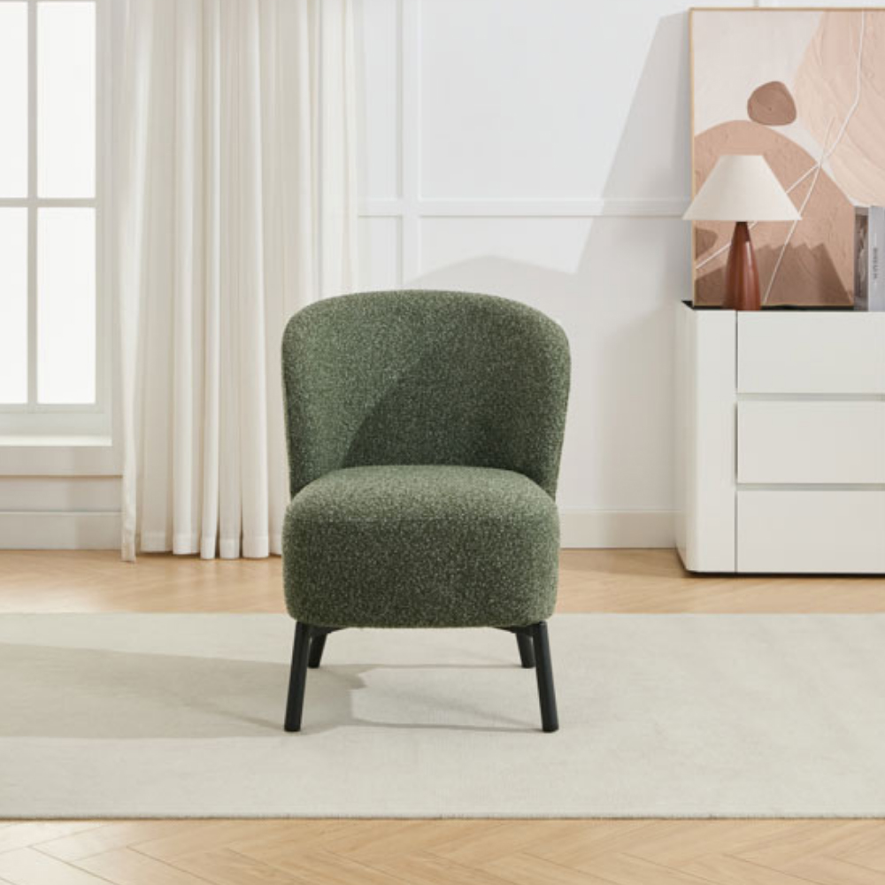 Riverstown Forest Green Boucle Fabric Accent Chair Image 4