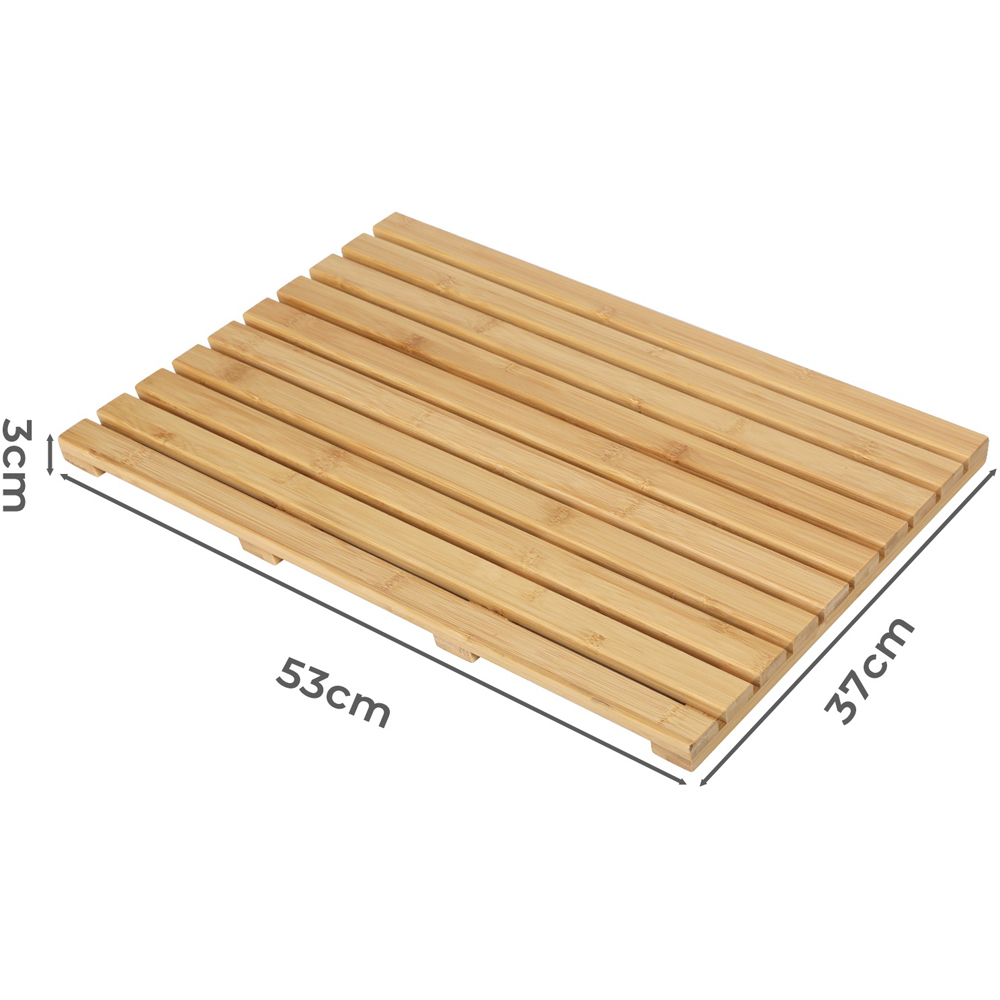 Levede Natural Bamboo Slatted Anti-Slip Rectangular Shower Bath Mat Image 8