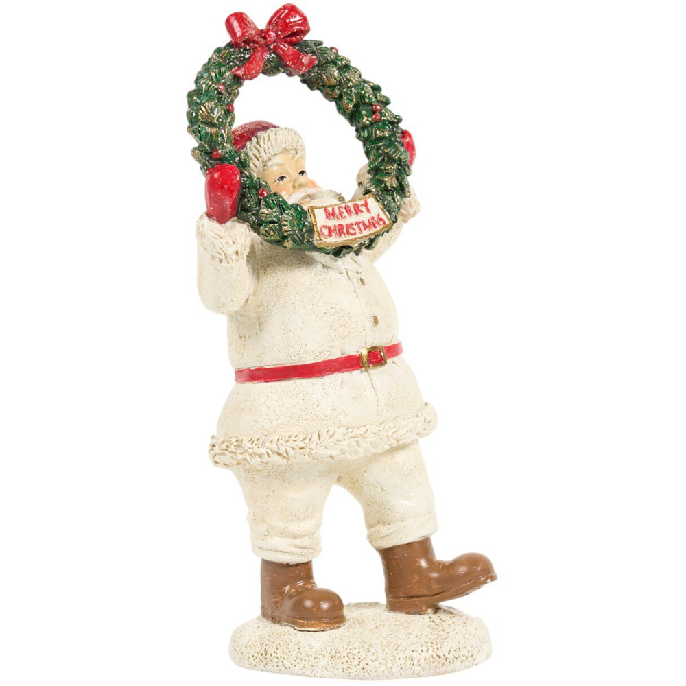 Santa Claus Holding Wreath OrnamentWhite Image 2