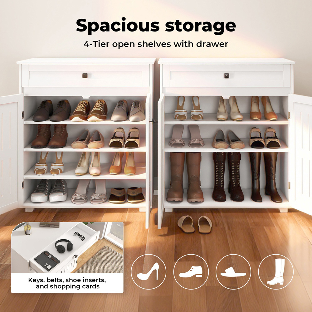 Levede White 4-Tier Shoe Storage Rack Image 8