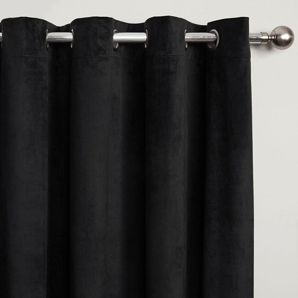 Divante Vermont Black Velvet Blackout Curtains 168 x 137cm Image 5