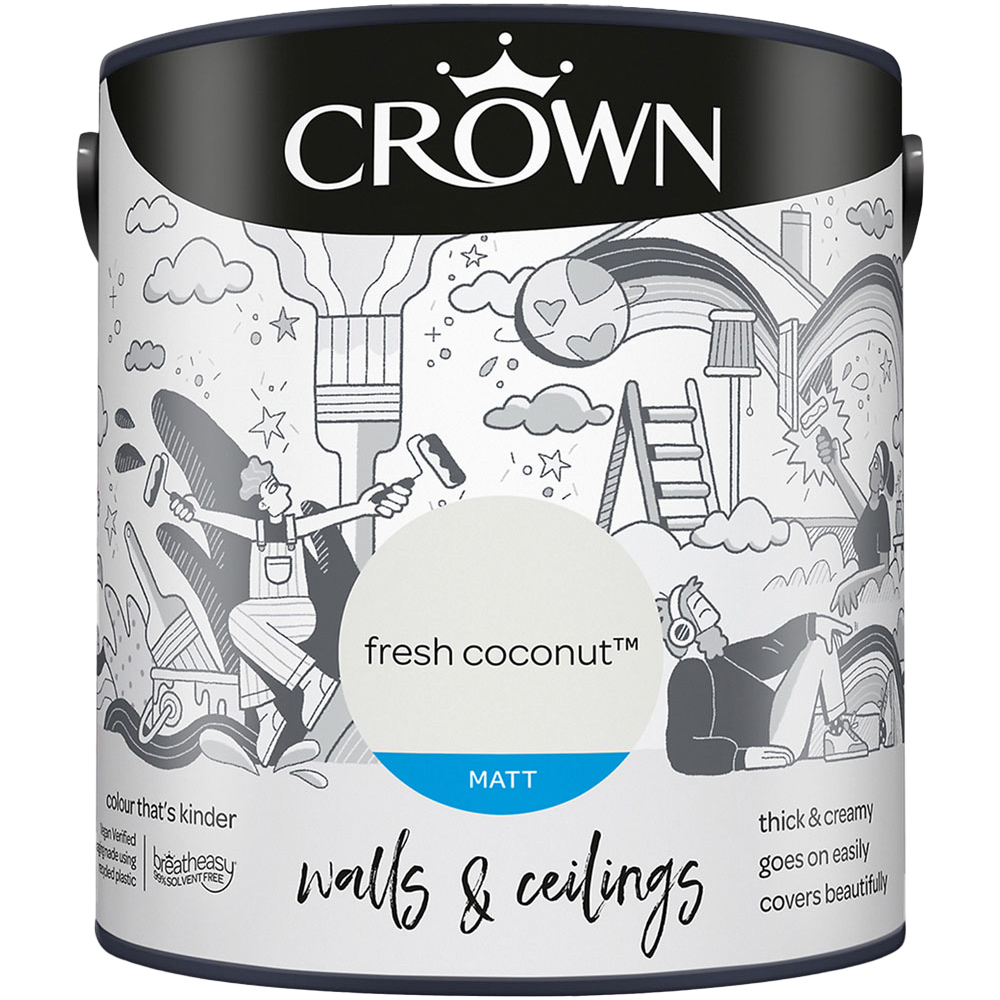 Crown Walls & Ceilings Fresh Coconut Matt Emulsion Paint 2.5L Image 2