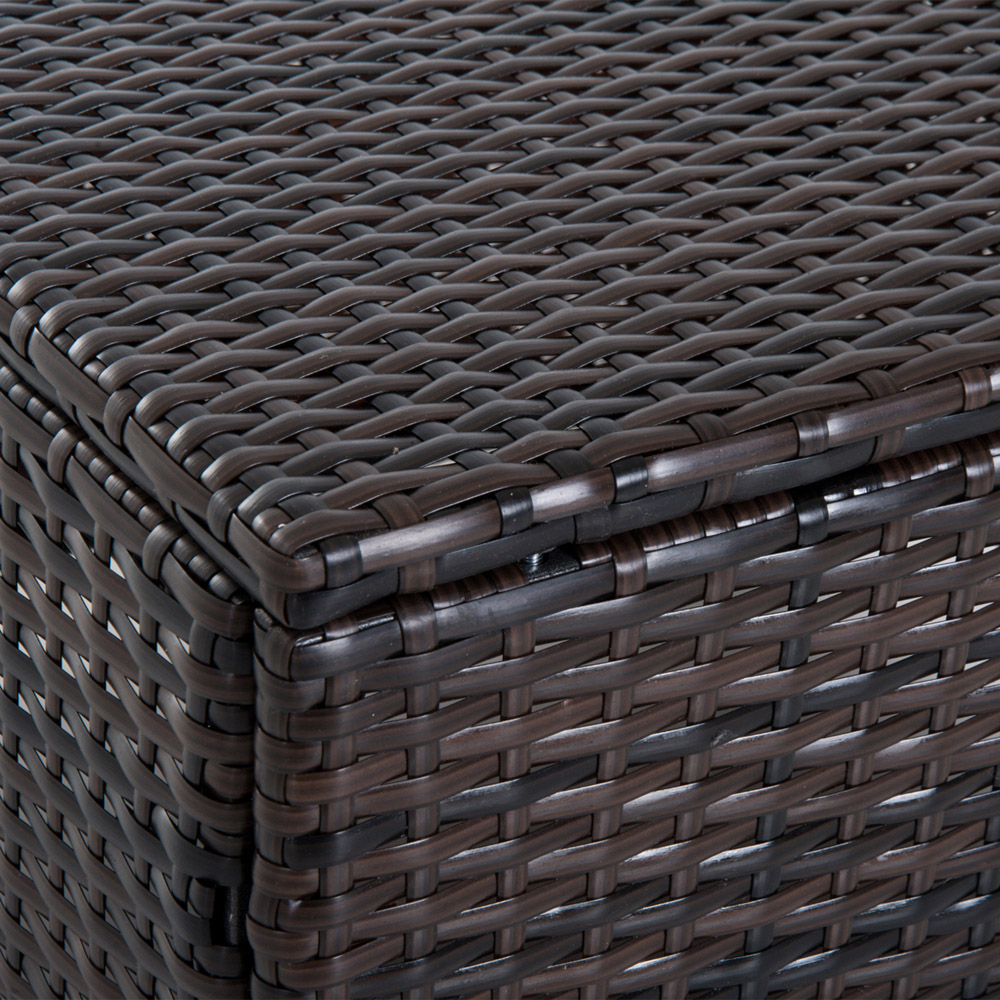 Outsunny Brown PE Rattan Footstool with Padded Seat Image 3