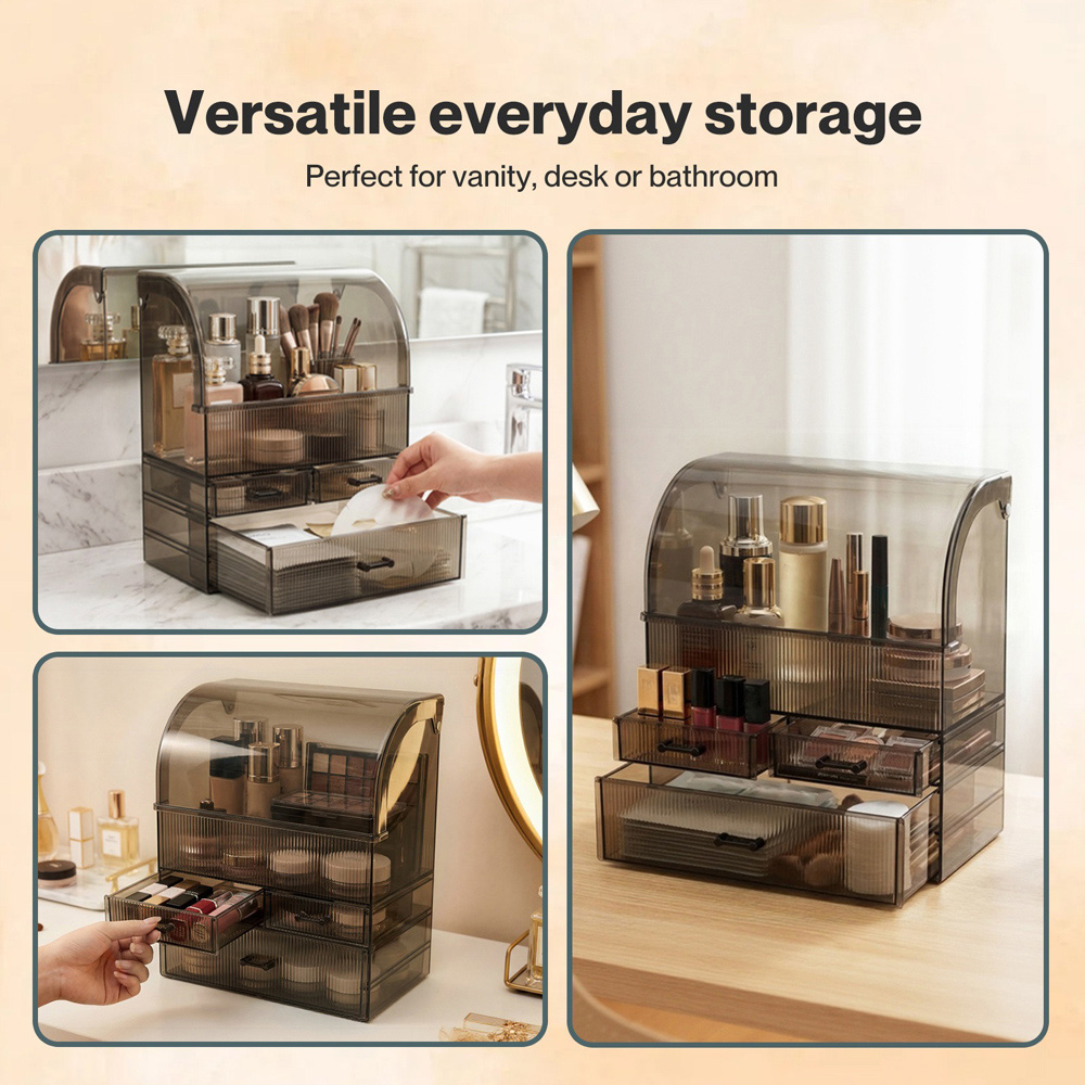 ilus Black Transparent Single Door 3 Drawer Acrylic Makeup Storage Organiser Image 6
