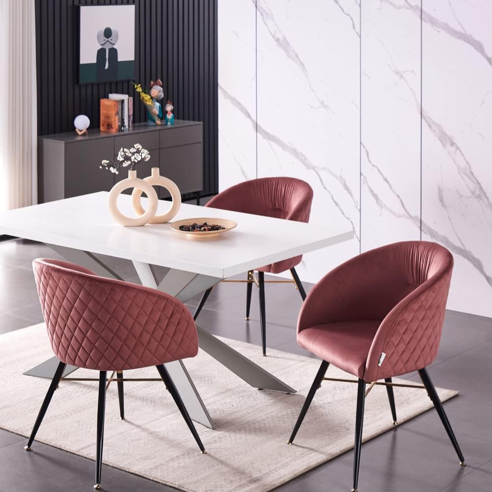 Life Interiors Vittorio Pink Velvet Upholstered Dining Chair Set of 2 Image 8