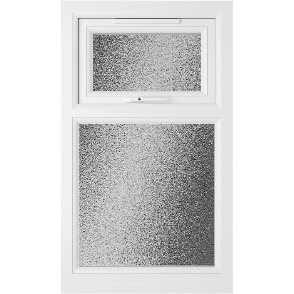 Crystal Top Hung Over Fixed Light White Obscure Glass uPVC Triple Glazed Window 1190 x 1040mm Image 2