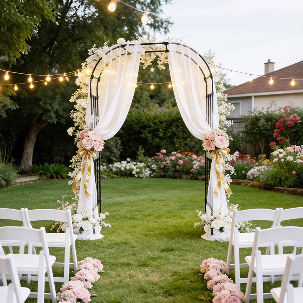 Lambu Black Metal Garden Arch 8 x 5ft Image 3