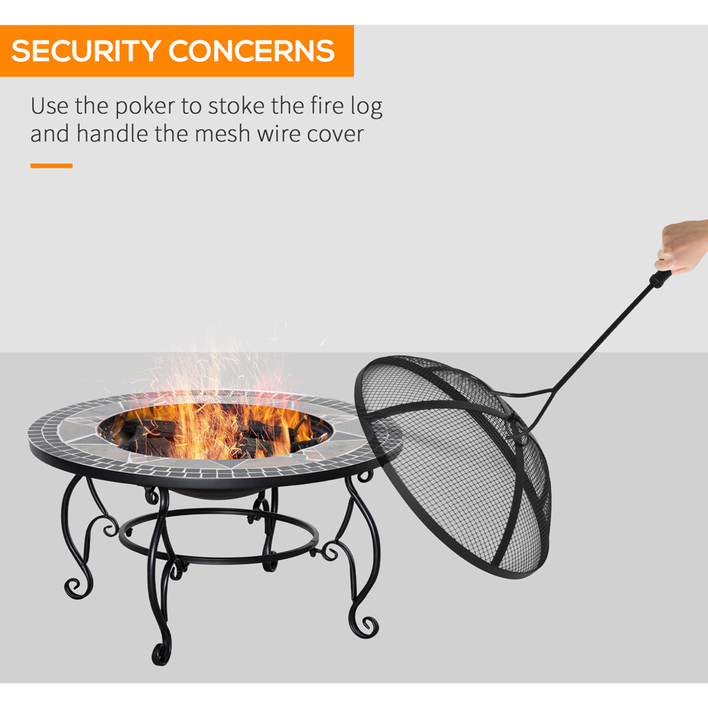 Outsunny Firepit Fire Bowl W/ Grill Spark Screen Cover Fire Poker Bonfire Patio Image 4
