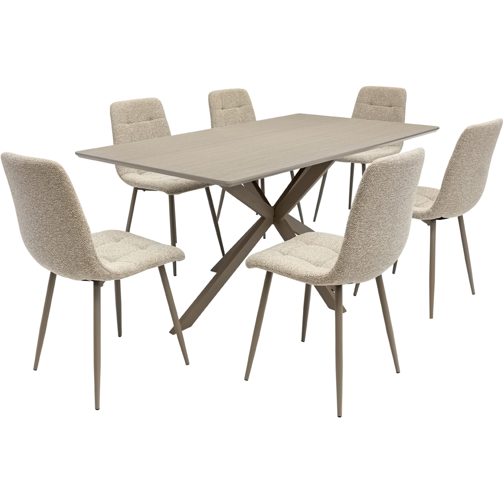 WF Modena Mocha Mix Fabric Quilted Dining Chairs with Taupe Legs Set of 2 Image 4