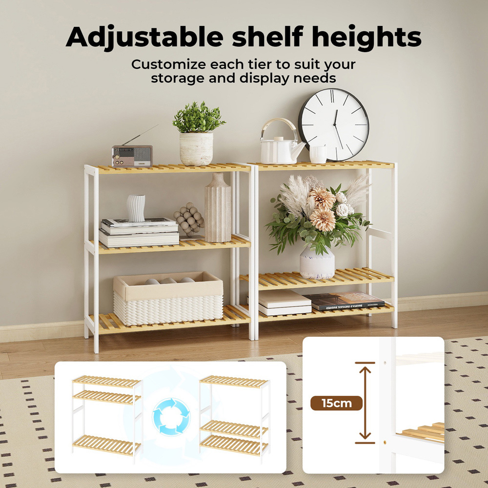 Levede 3-Tier Bamboo and Steel Shoe Rack Stand Image 7