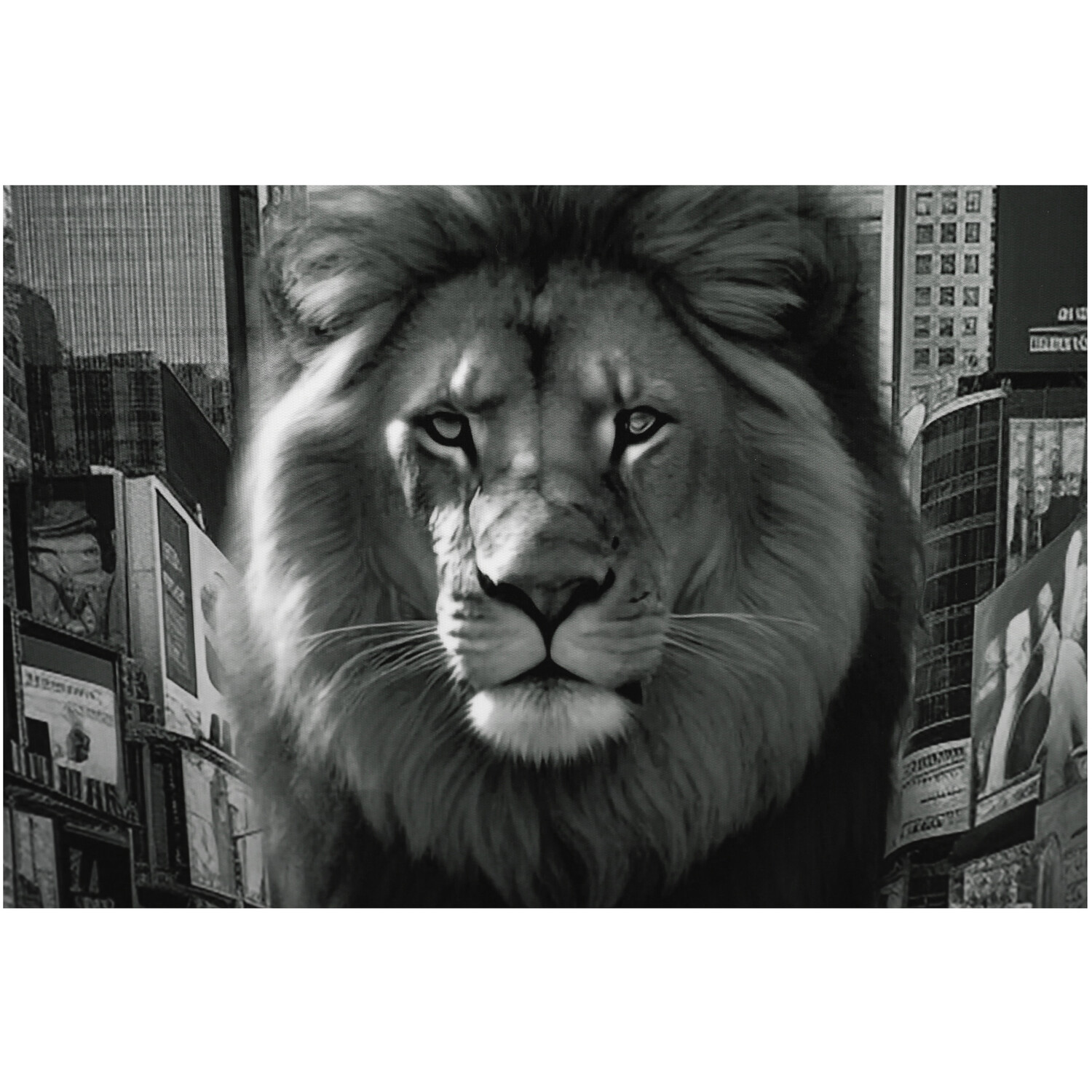 Monochrome Lion In The City Canvas - Grey Image 3