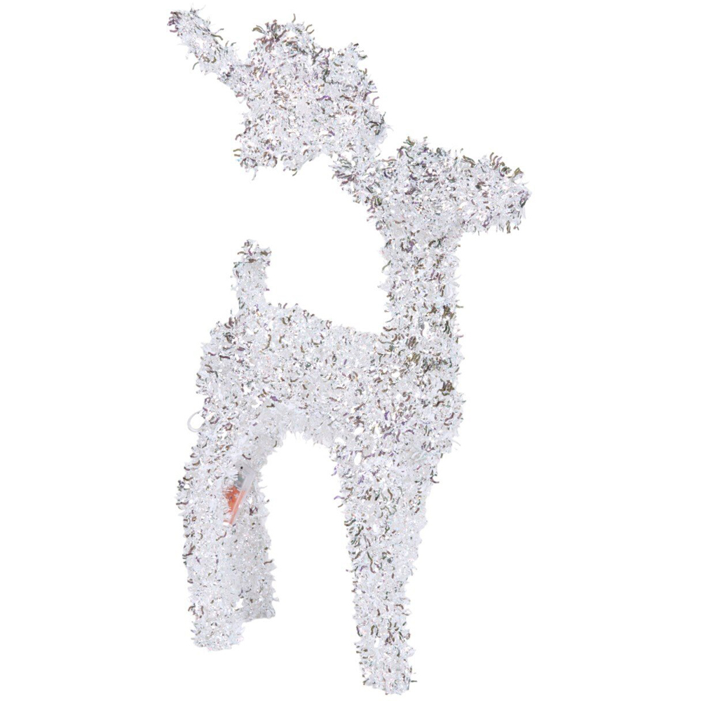 LED Silver Tinsel Reindeer Standing DecorationSilver Image 2