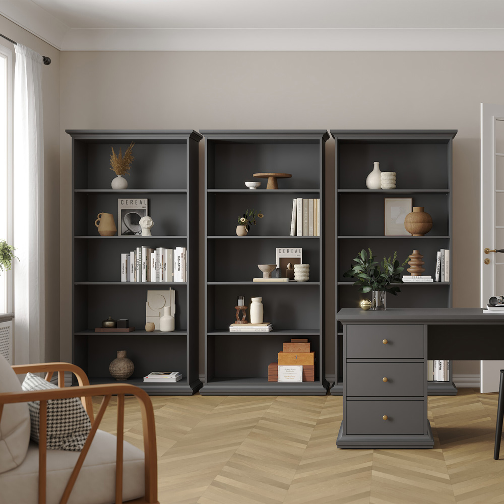 Furniture To Go Paris Matt Grey 5 Shelf Tall Bookcase Image 5