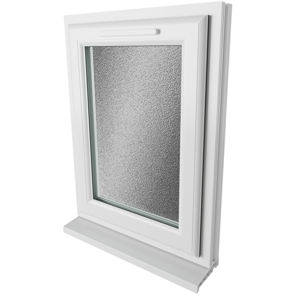 Crystal LH Side Hung White Obscure Glass uPVC Double Glazed Window 610 x 965mm Image 9
