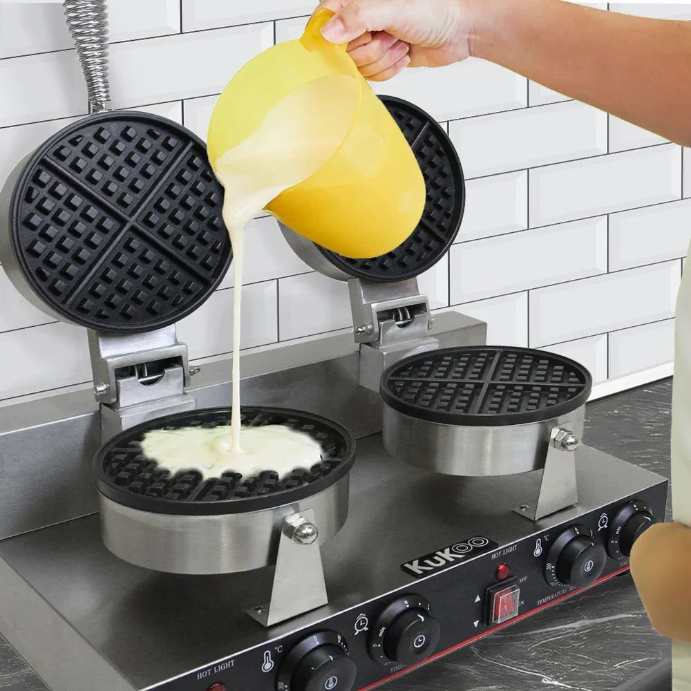 KuKoo 24318 Non-Stick Double Waffle Maker with Built-in Timer 1000W Image 2