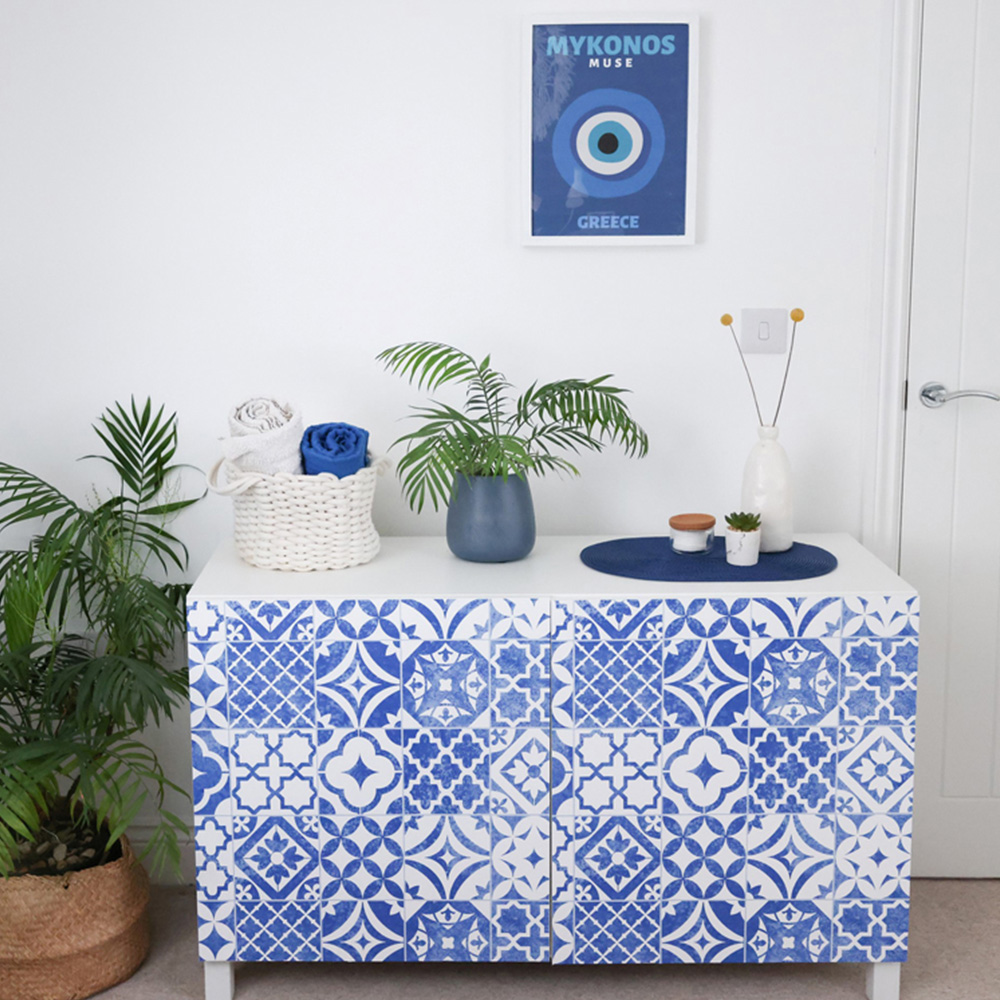 d-c-fix Zuladi Self Adhesive Vinyl Film - Blue and White Image 4