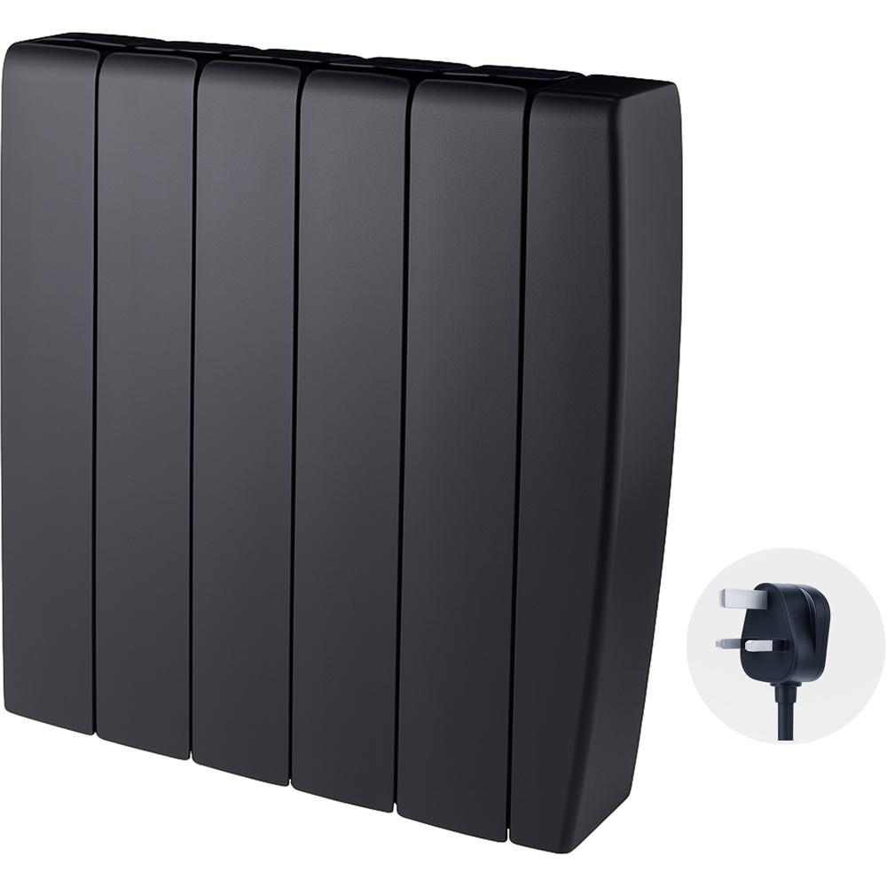 TCP Smart Black Ceramic Wall-Mounted Electric Panel Radiator 1500W Image 3