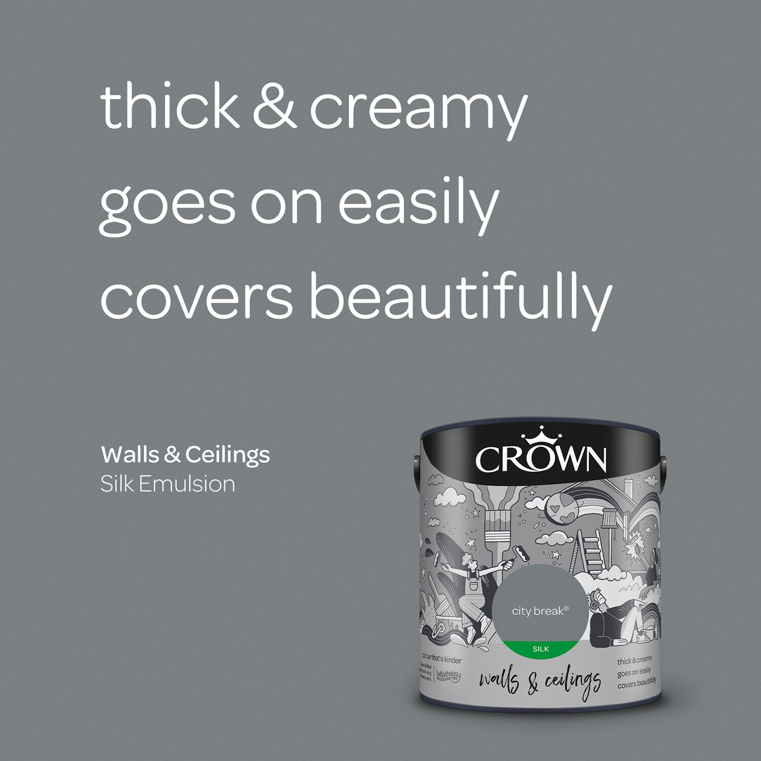 Crown Wall & Ceilings City Break Silk Emulsion 2.5L Image 9