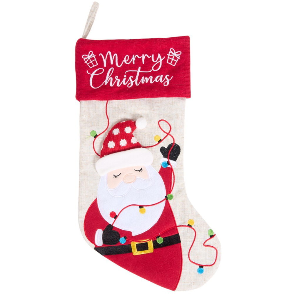 Santa or Bear Novelty StockingWhite and Red Image 5