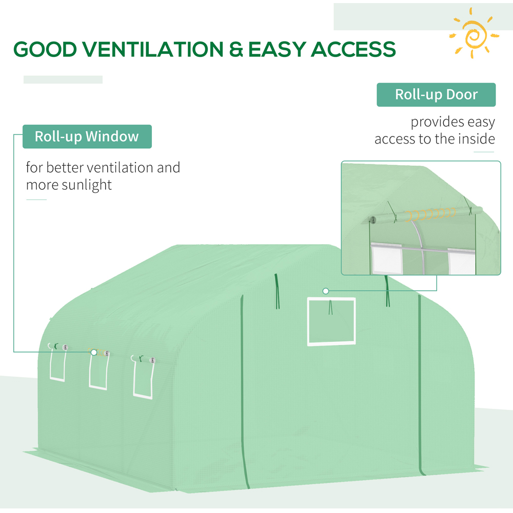 Outsunny Walk In Greenhouse Cover Replacement Growhouse PE Cover 3.5x3x2m Green Image 4