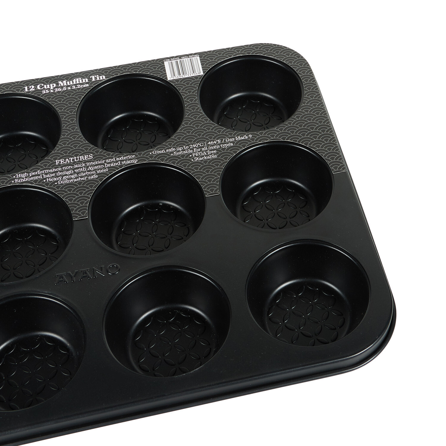 Ayano 12 Cup Deep Muffin Tin - Black Image 3