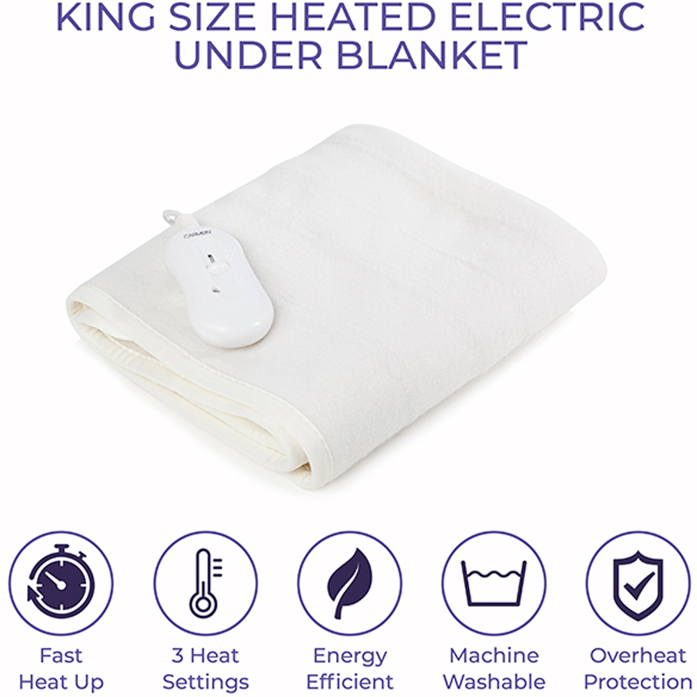 Carmen White King Size Heated Under Blanket with Controller 120 x 130cm Image 2