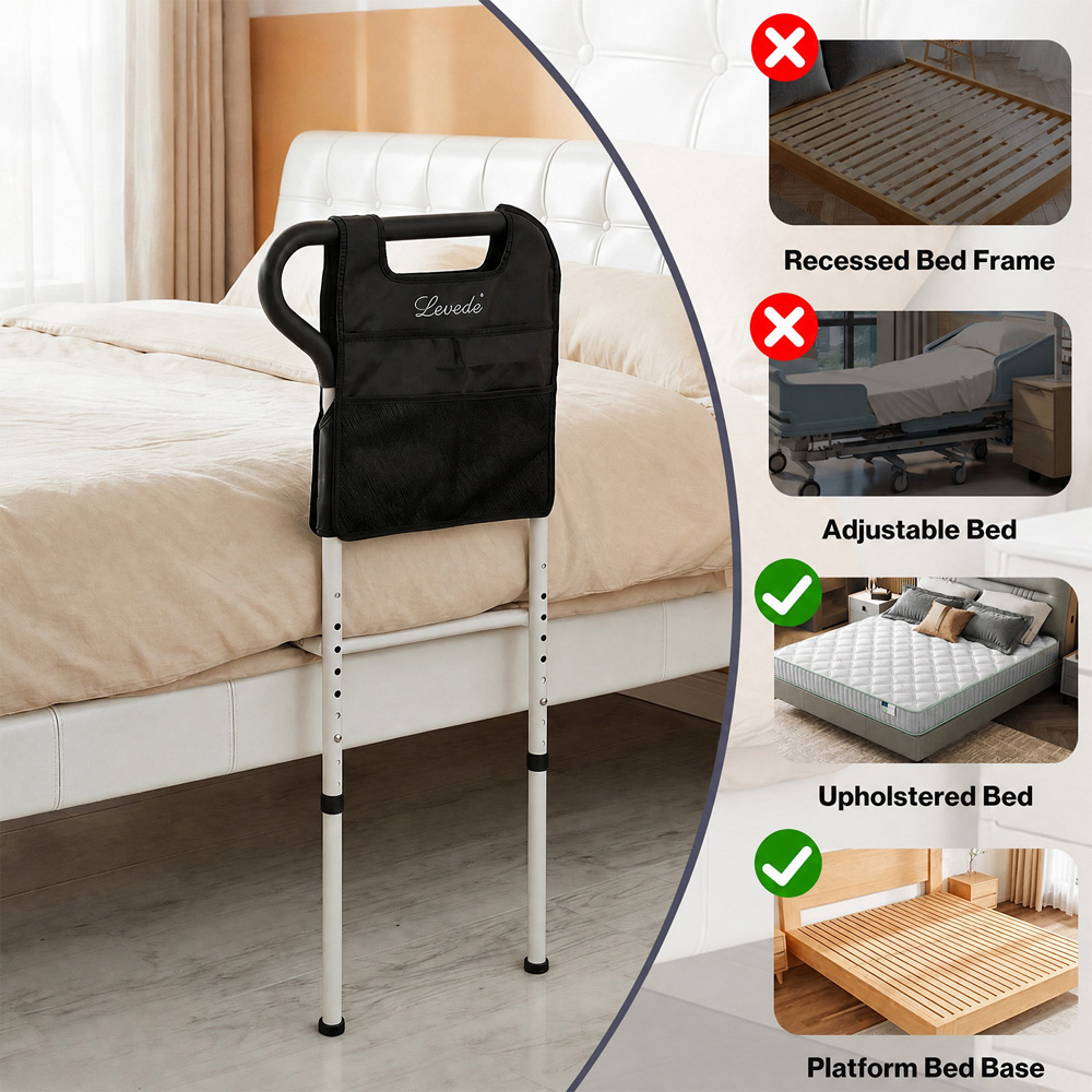 Levede Adjustable Bedside Support Bar with Pouch Image 6