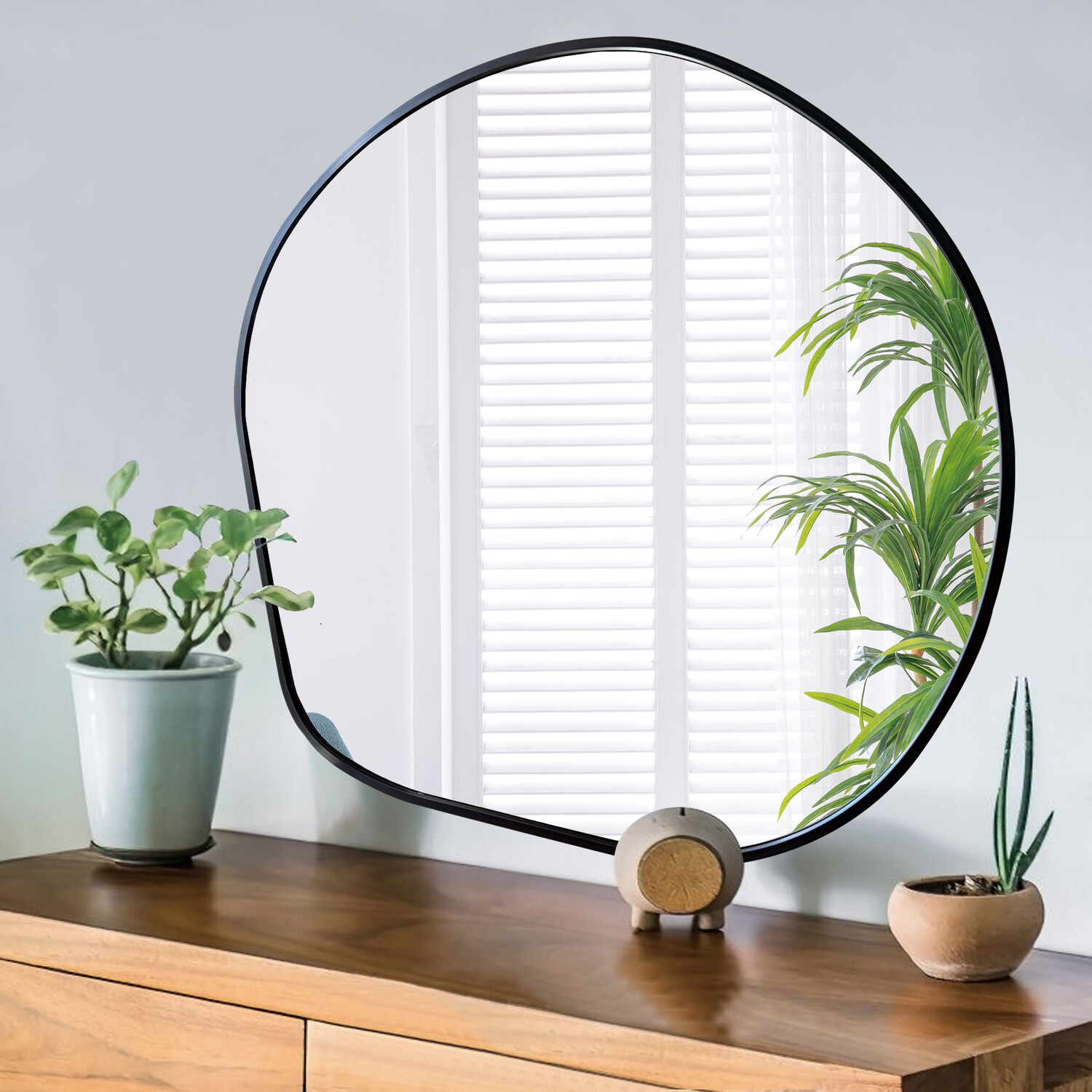 Black Framed Organic Mirror Black Image 2