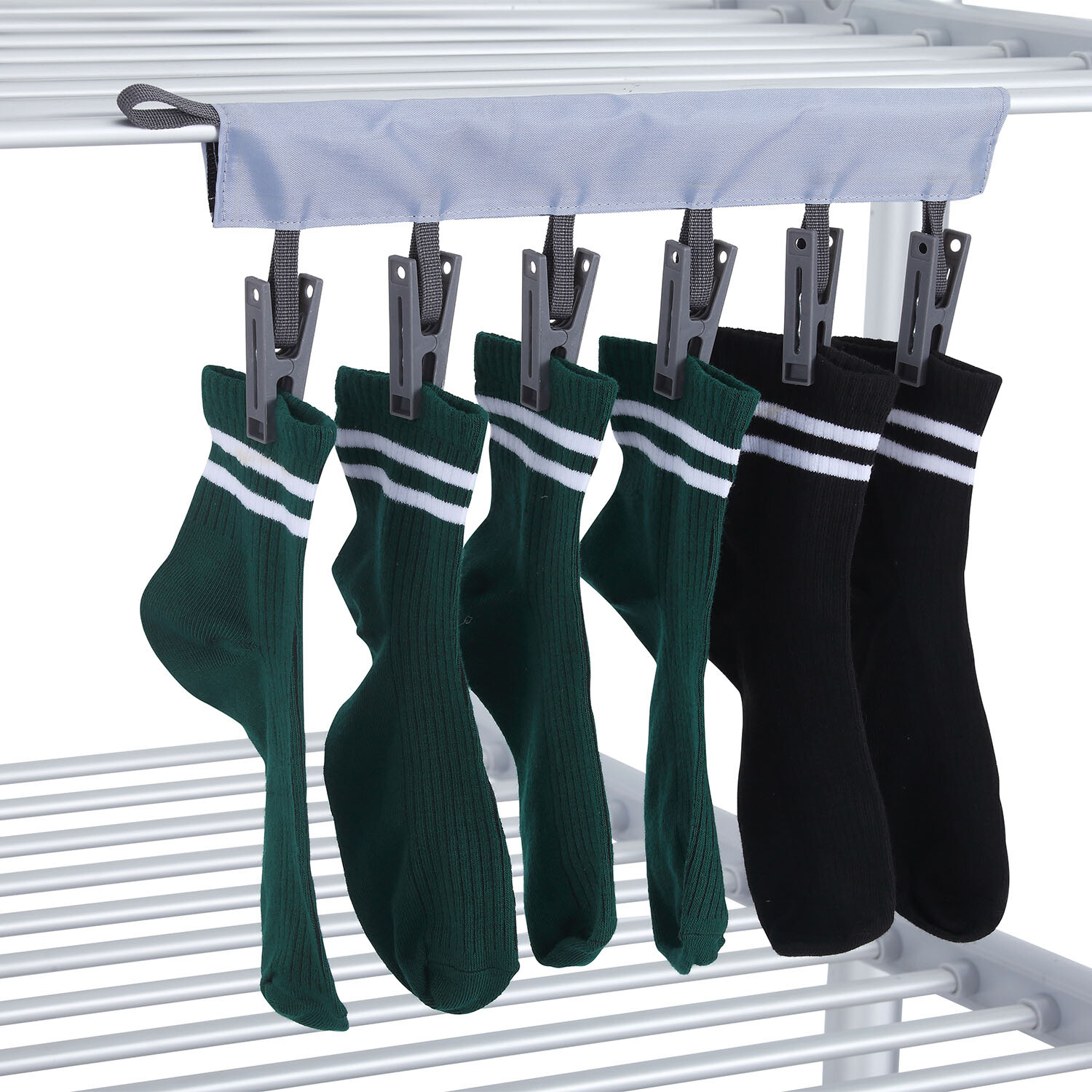 Pack of 2 Indoor Airer 6 Peg Attachment - Silver Image 2