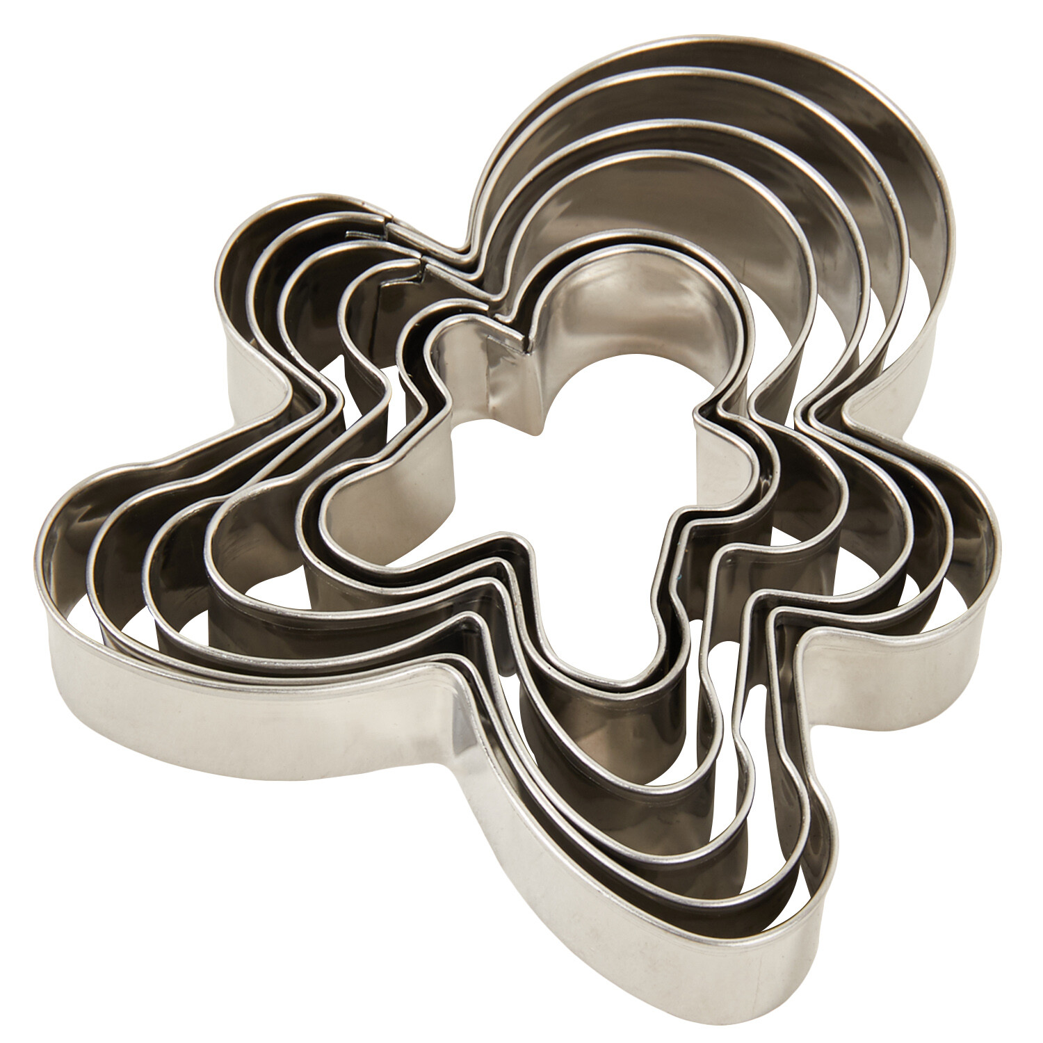 Set of 6 Stainless Steel Gingerbread Cutters - Silver Image 3