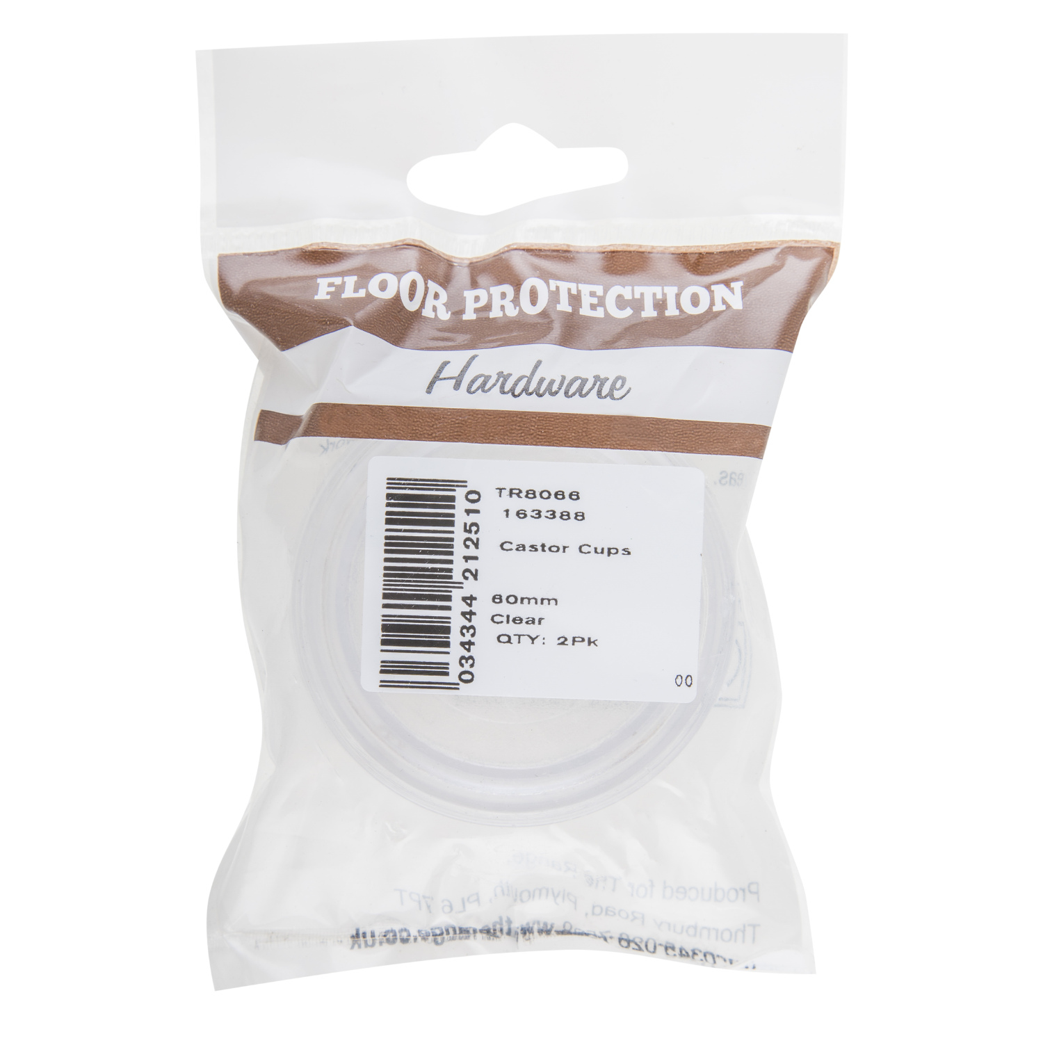 Hiatt 60mm Clear Furniture Castor Cup 2 Pack Image 2