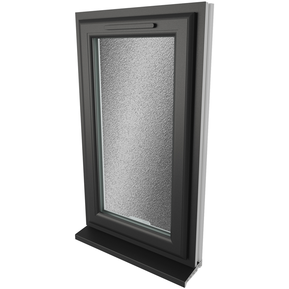 Crystal Black and White RH Side Hung Obscure Triple Glazed Window 610 x 1190mm Image 4