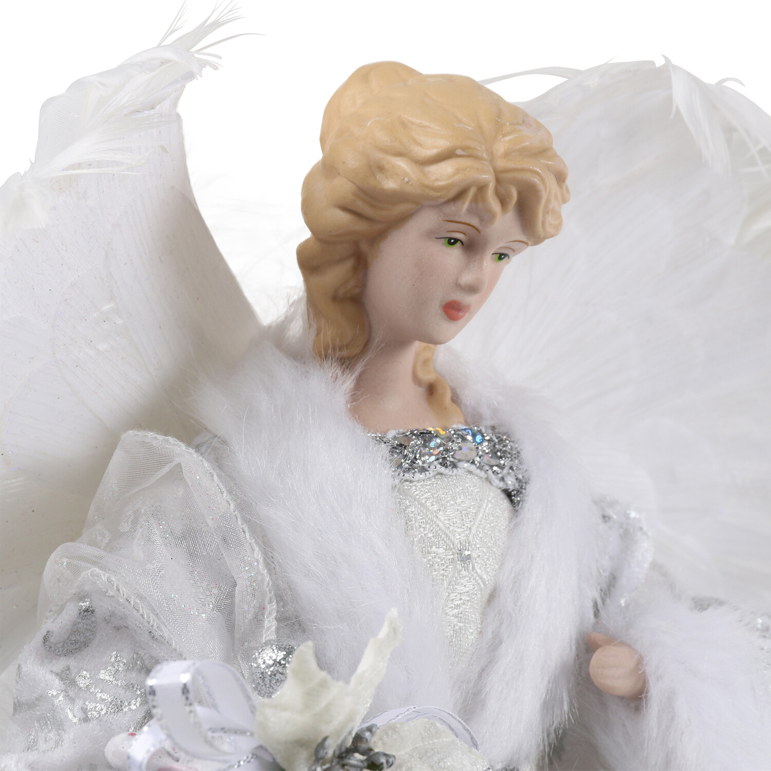 White and Silver Angel With LED Wings - White Image 3