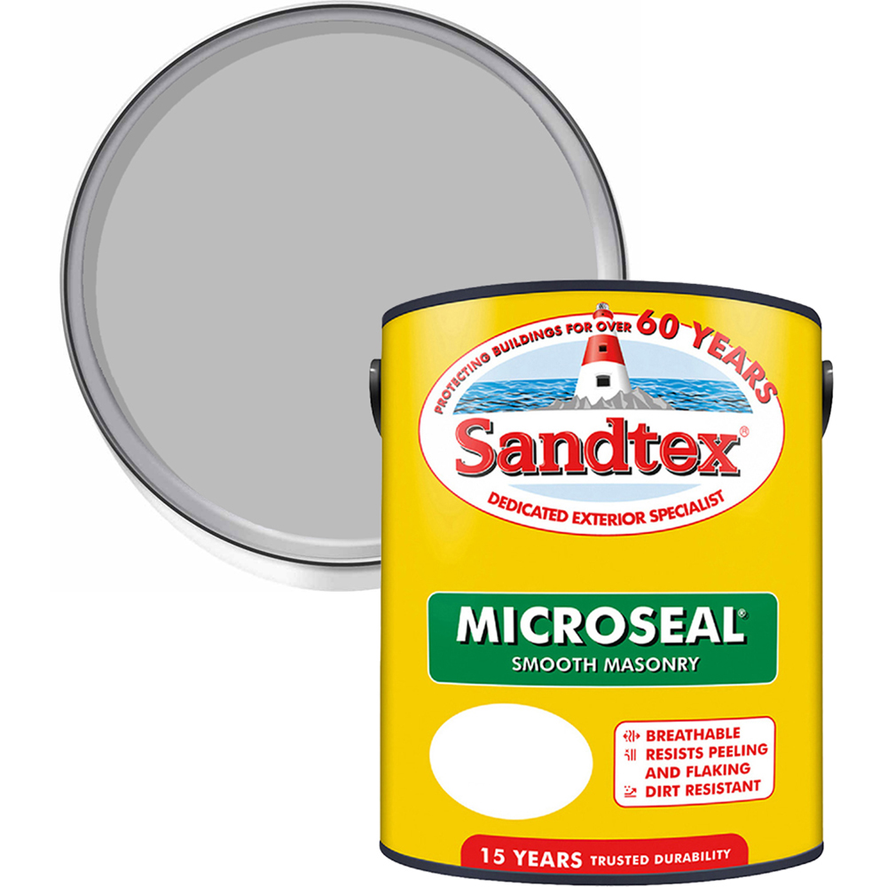 Sandtex Retail Gallery Grey Microseal Masonry Paint 5L Image 1