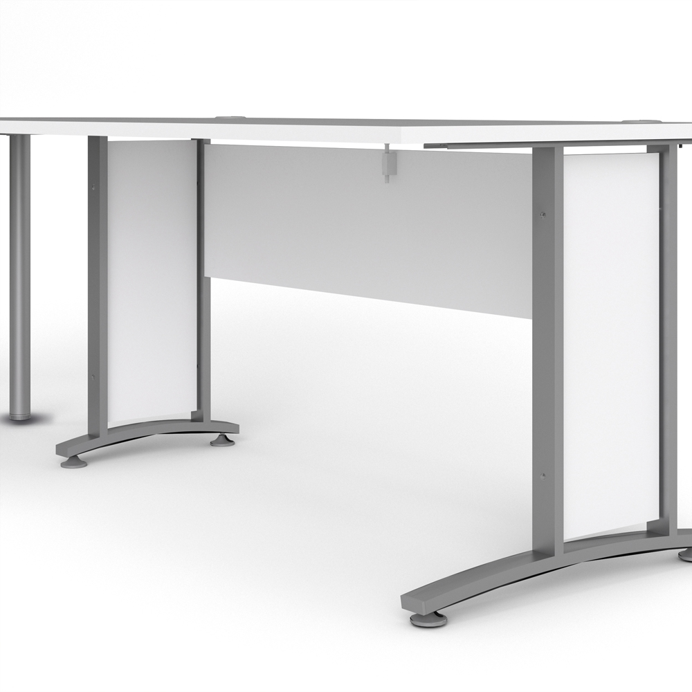 Furniture To Go Prima White Desk with Silver Grey Steel Legs Image 2